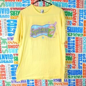 The Simpsons Squishee Logo Graphic T Shirt Size XL Pale Yellow Matt Groening